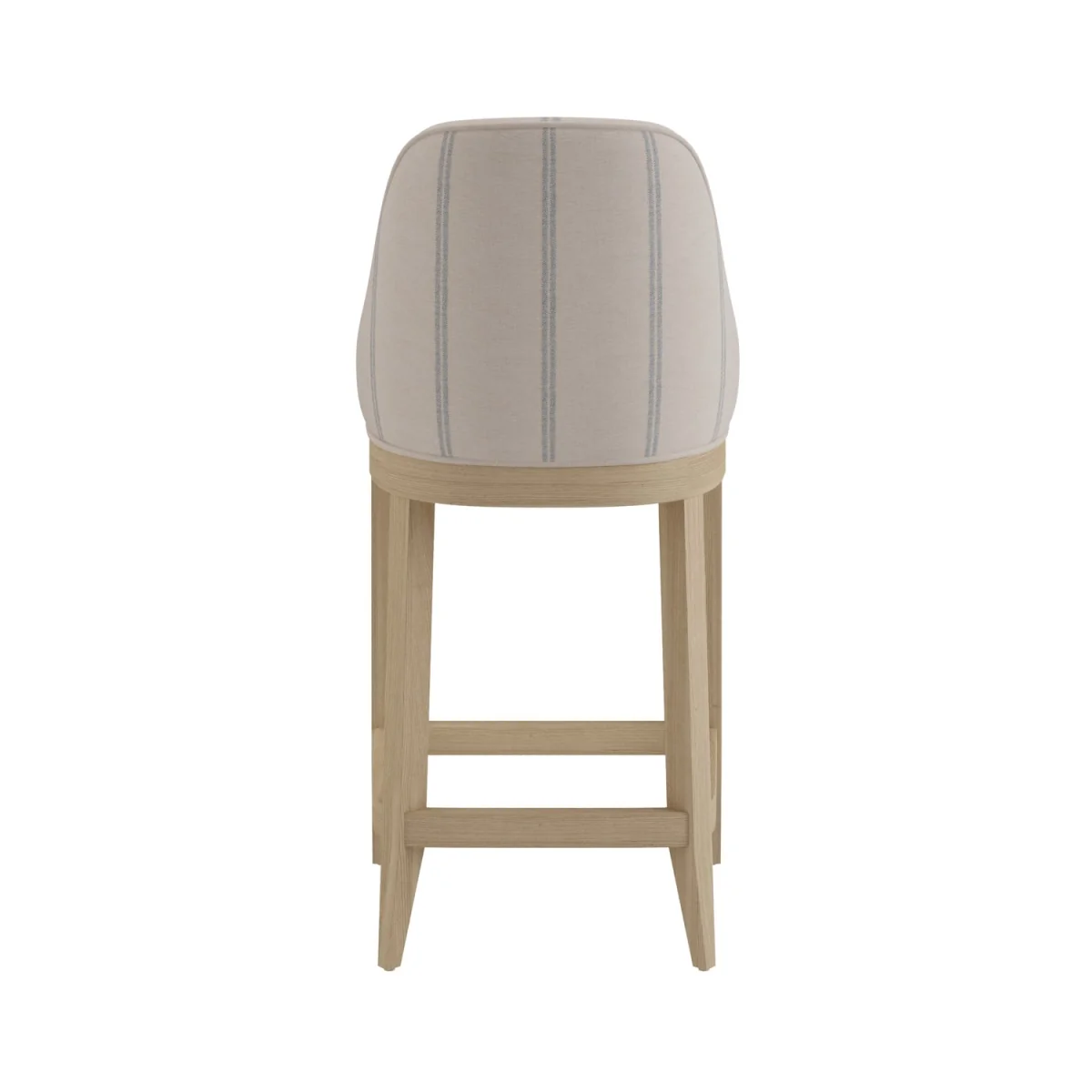 Beige and Blue Striped Upholstered Kitchen Stool with Solid Wood Legs - Madeline – image 6