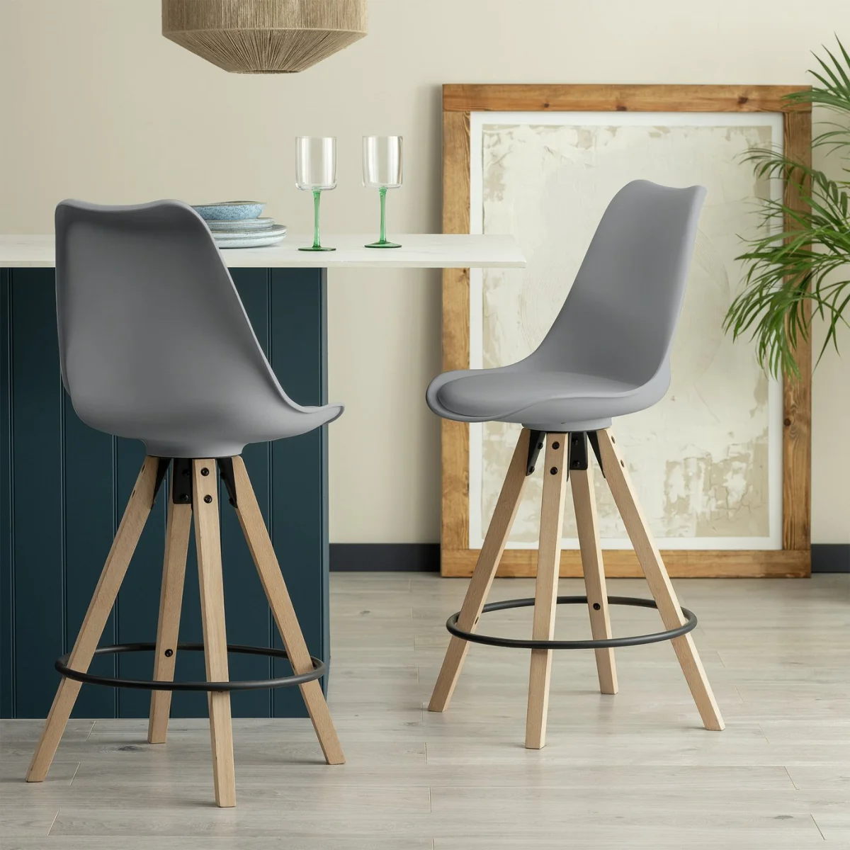 Habitat Jerry Pair of Bar Stools - Grey