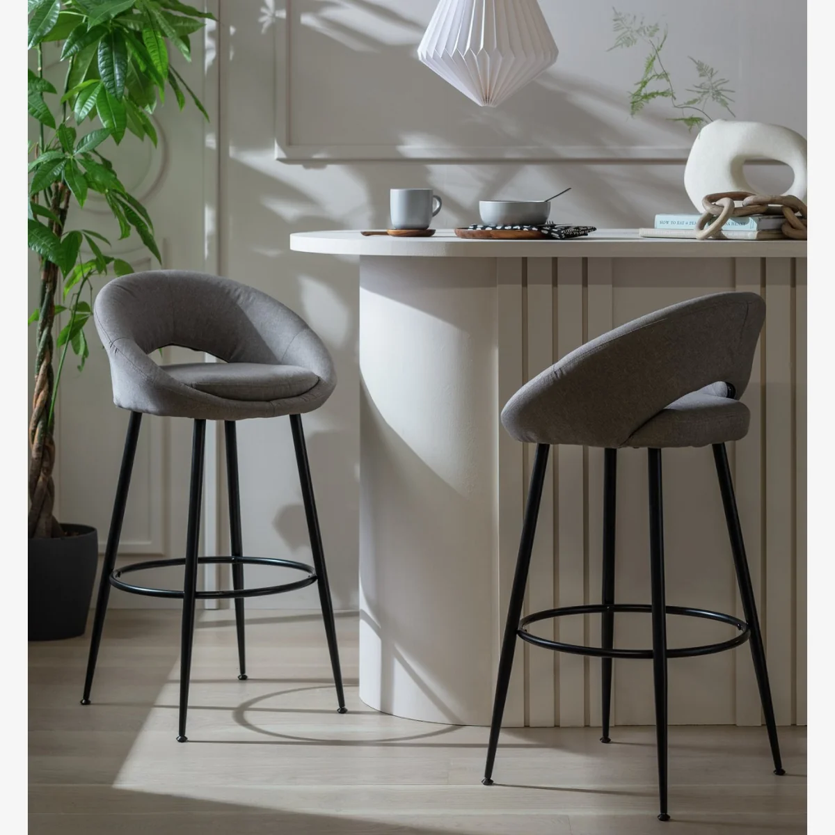 Habitat Hermione Fabric Bar Stool - Grey