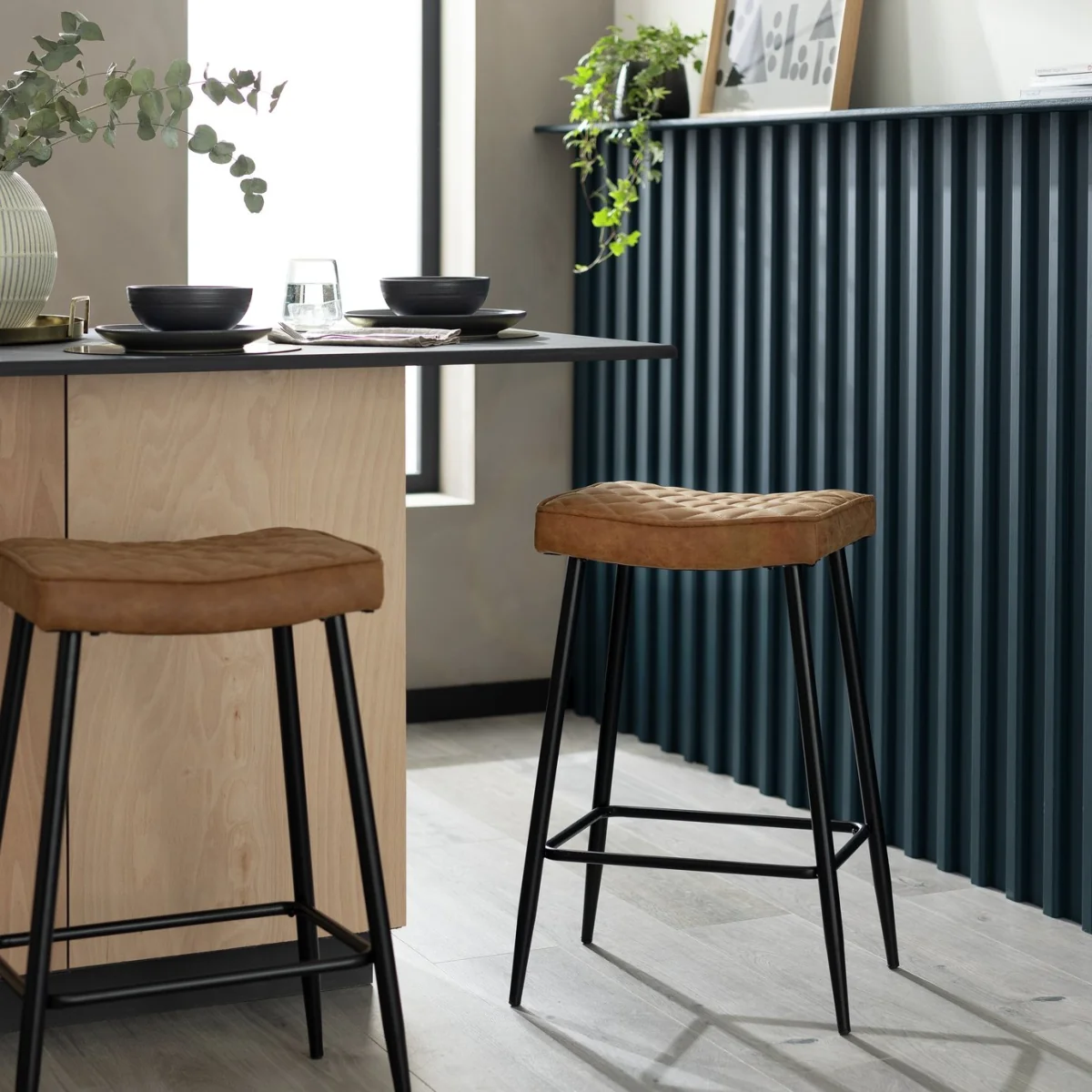 Habitat Kysen Faux Leather Bar Stool - Tan – image 1