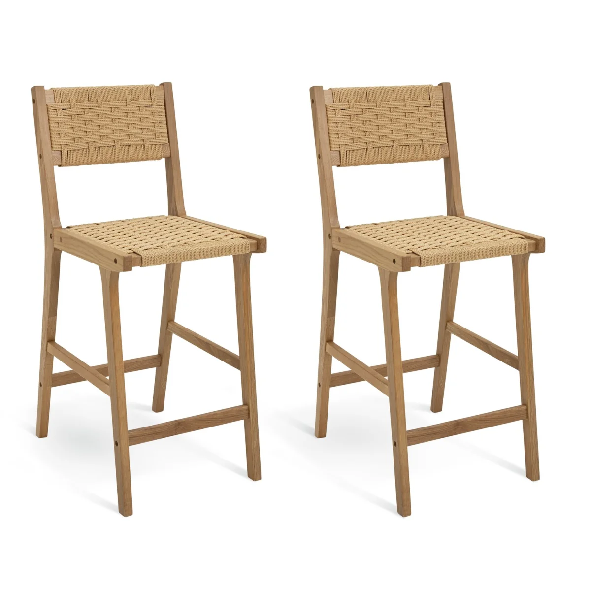 Habitat Faro Pair of Woven Paper Rope and Oak Bar Stools – image 2