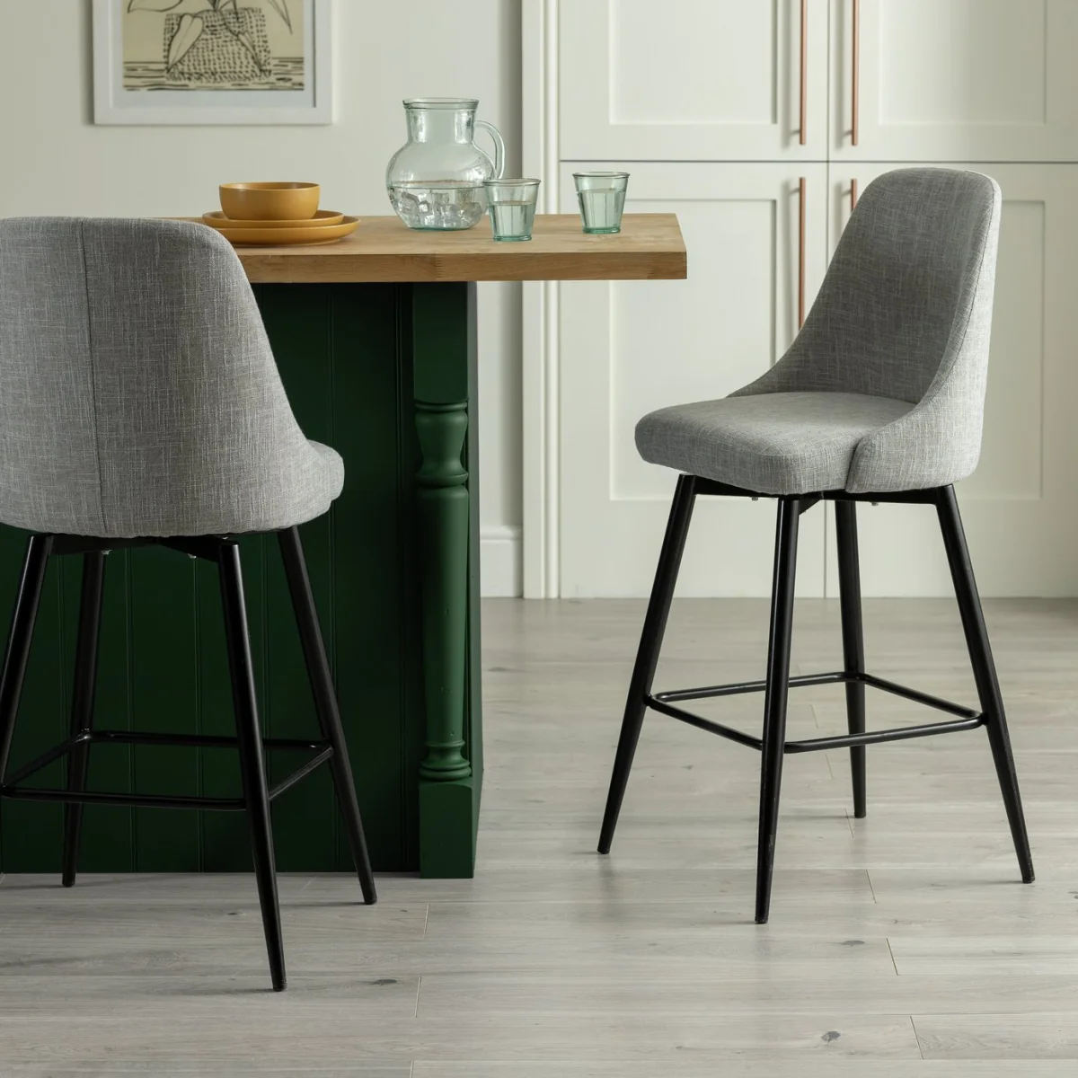 Habitat Huck Fabric Bar Stool - Grey – image 1