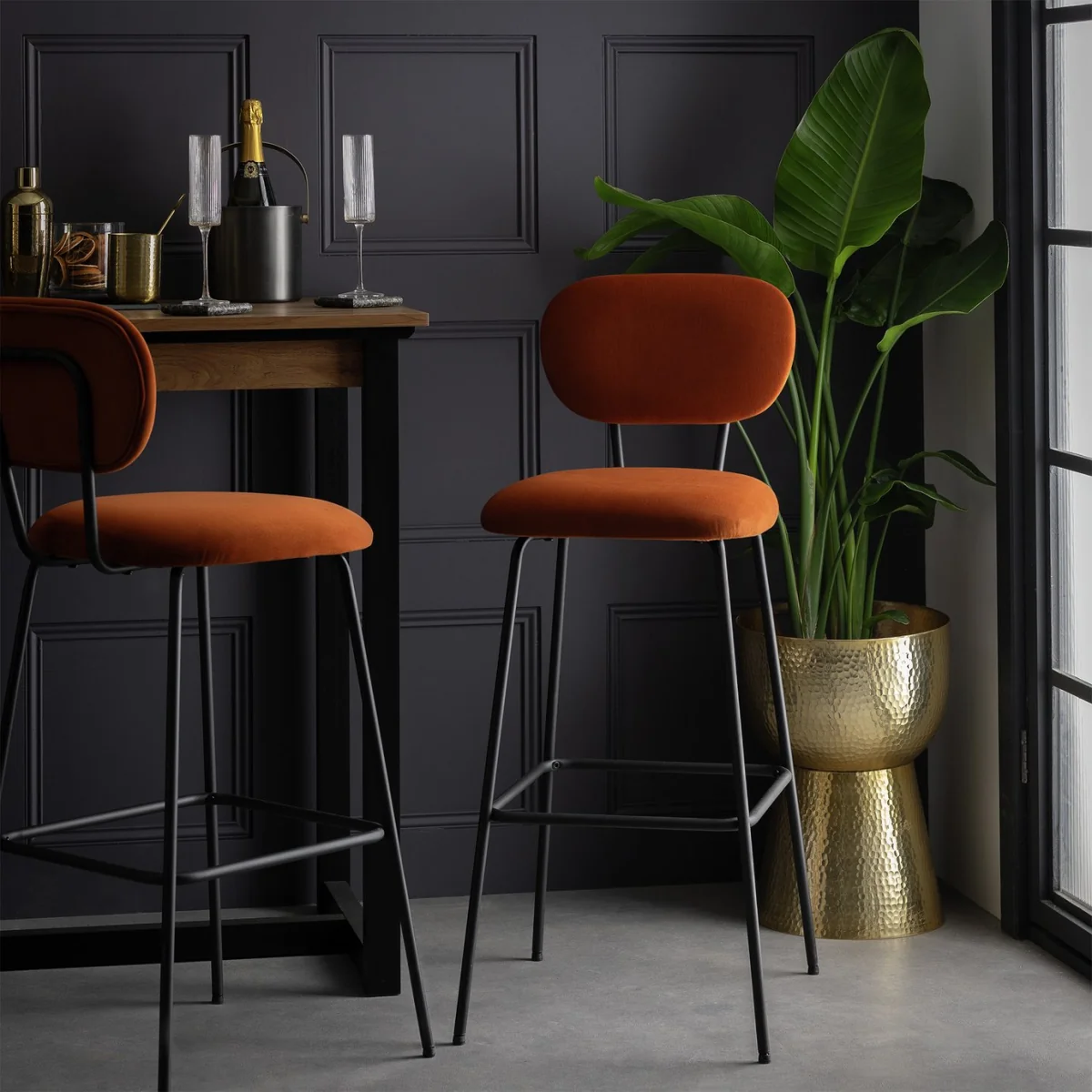 Habitat Ariana Pair of Fabric Bar Stool - Copper