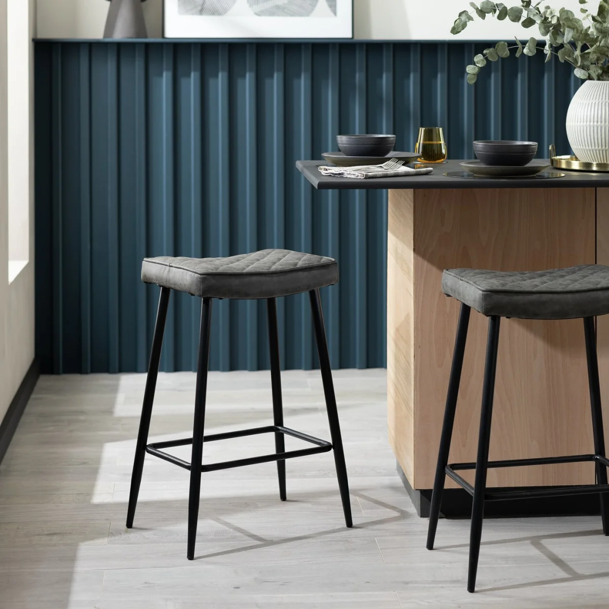 Habitat Kysen Faux Leather Bar Stool - Charcoal – image 2