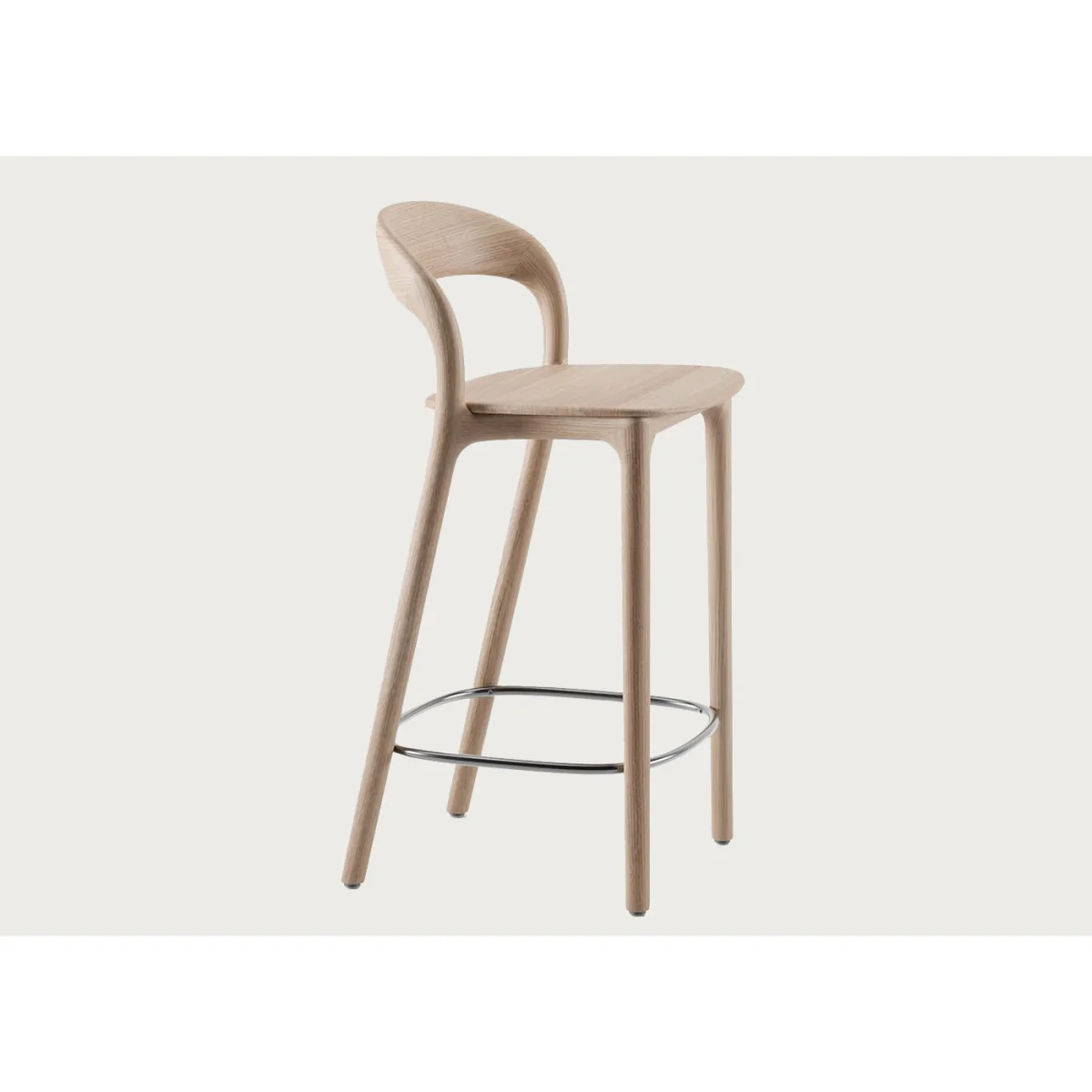 Artisan Neva Light Barstool in Oak White Oil with Inox Footrest 65cm – image 4