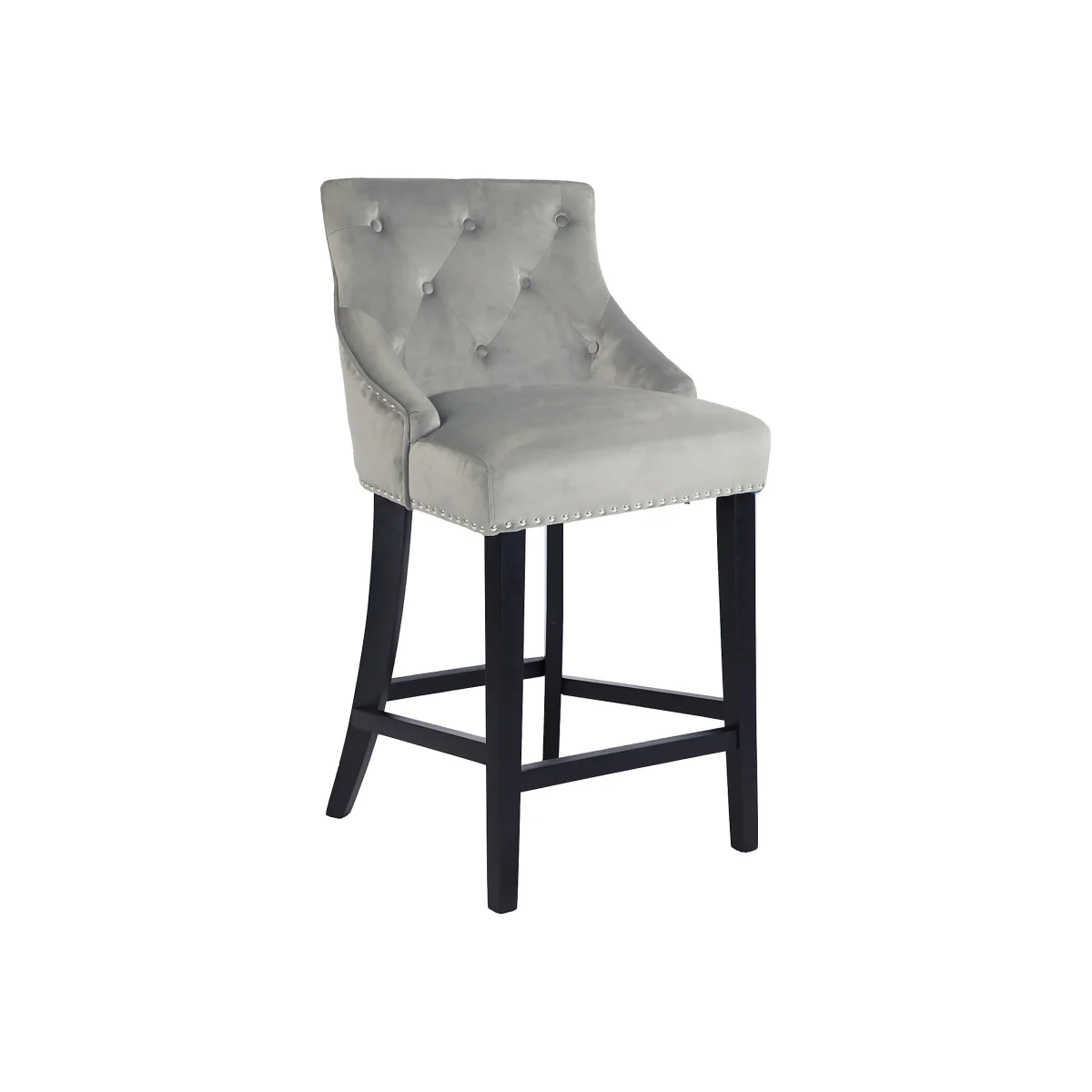 Annabelle Velvet Bar Stool - Grey