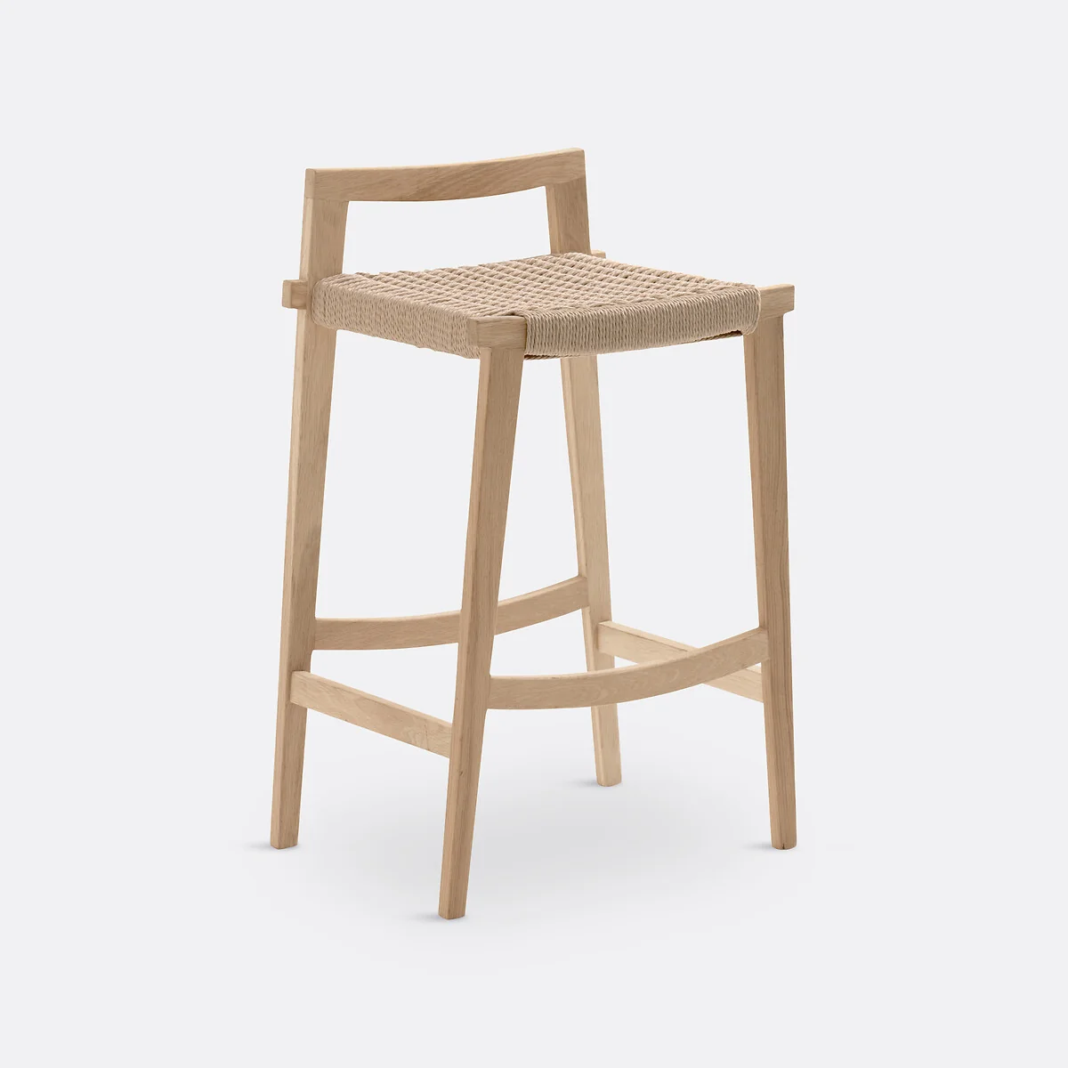 Kioto Mid-Height Oak and Wicker Bar Stool – image 2