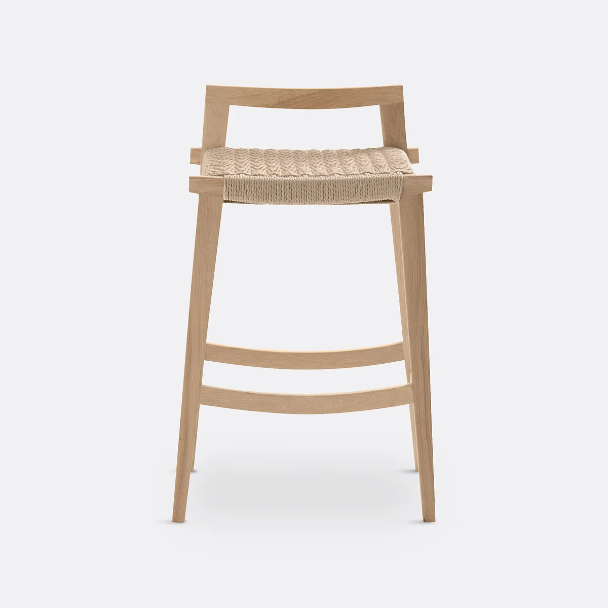 Kioto Mid-Height Oak and Wicker Bar Stool – image 4
