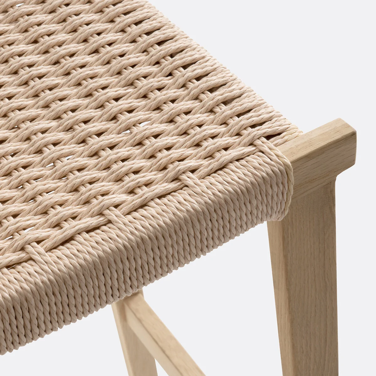 Kioto Mid-Height Oak and Wicker Bar Stool – image 5