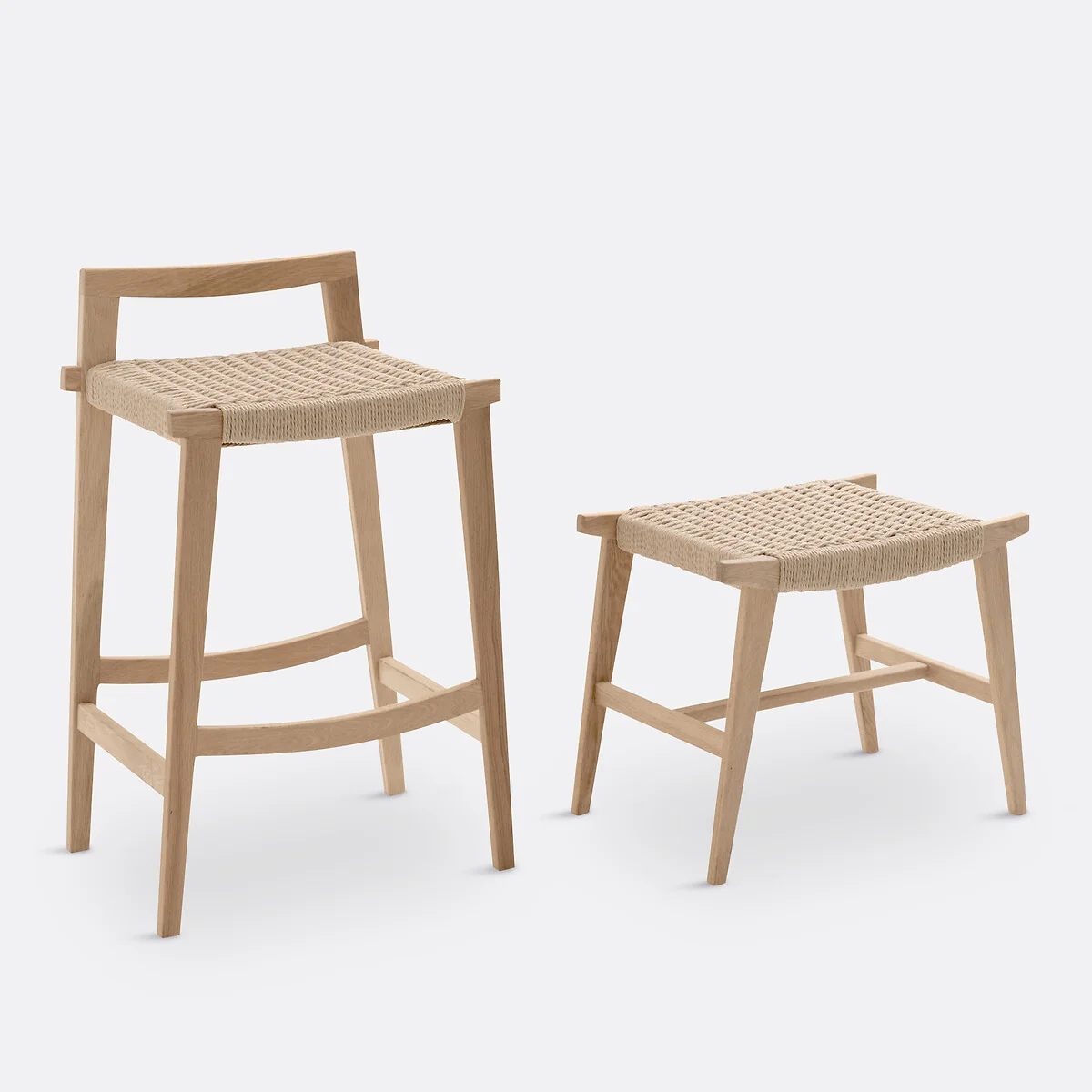 Kioto Mid-Height Oak and Wicker Bar Stool – image 6