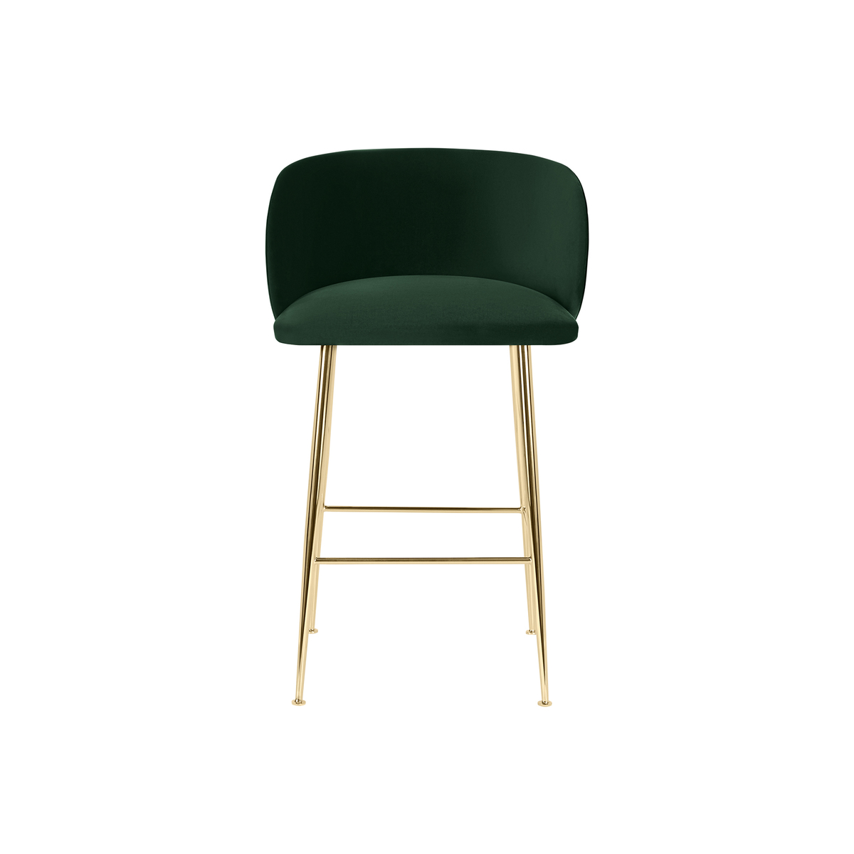 Adeline Counter Height Bar Stool, Pine Green Velvet & Brass – image 2