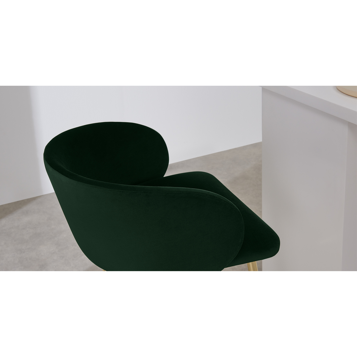Adeline Counter Height Bar Stool, Pine Green Velvet & Brass – image 4