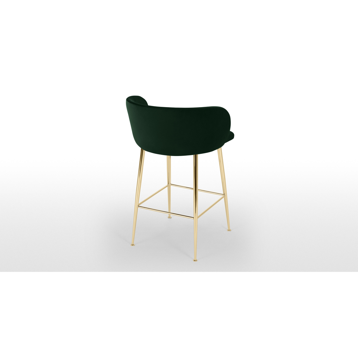 Adeline Counter Height Bar Stool, Pine Green Velvet & Brass – image 5
