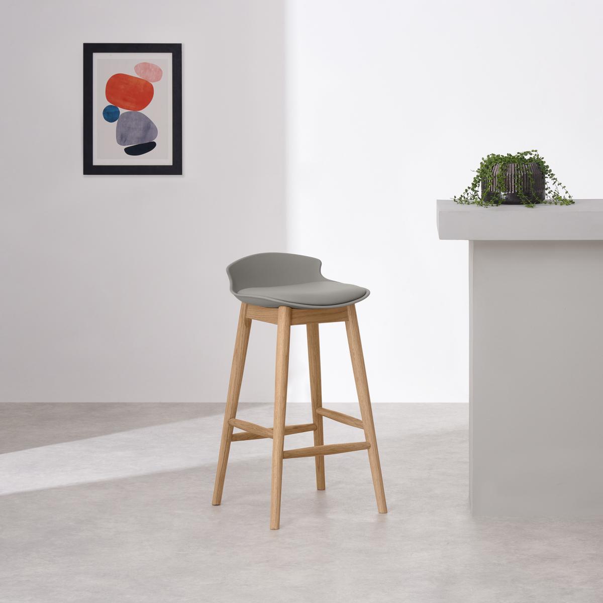 Thelma Counter Bar Stool, Oak and Grey – image 4