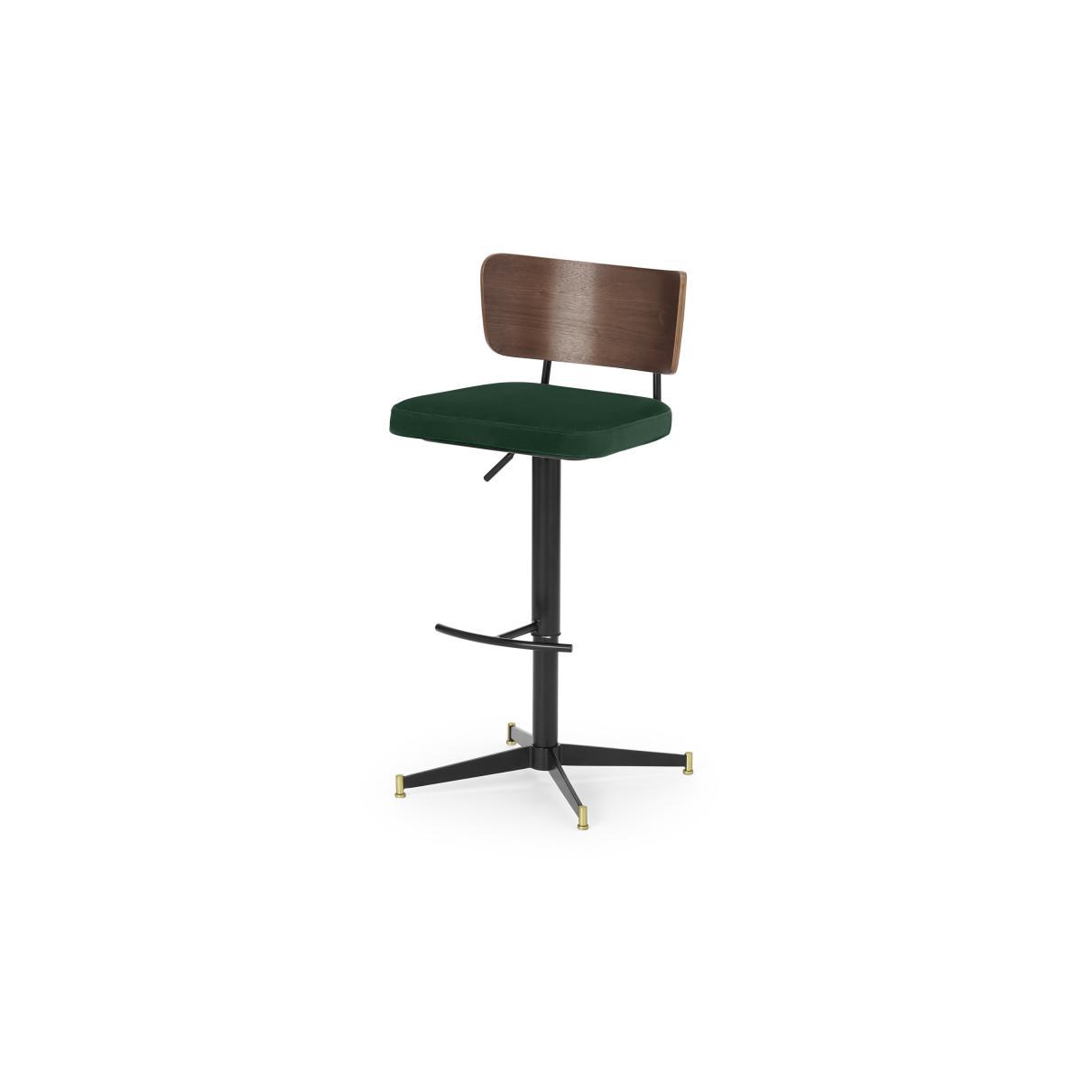 Amalyn Adjustable Bar Stool, Moss Green Velvet & Walnut – image 3