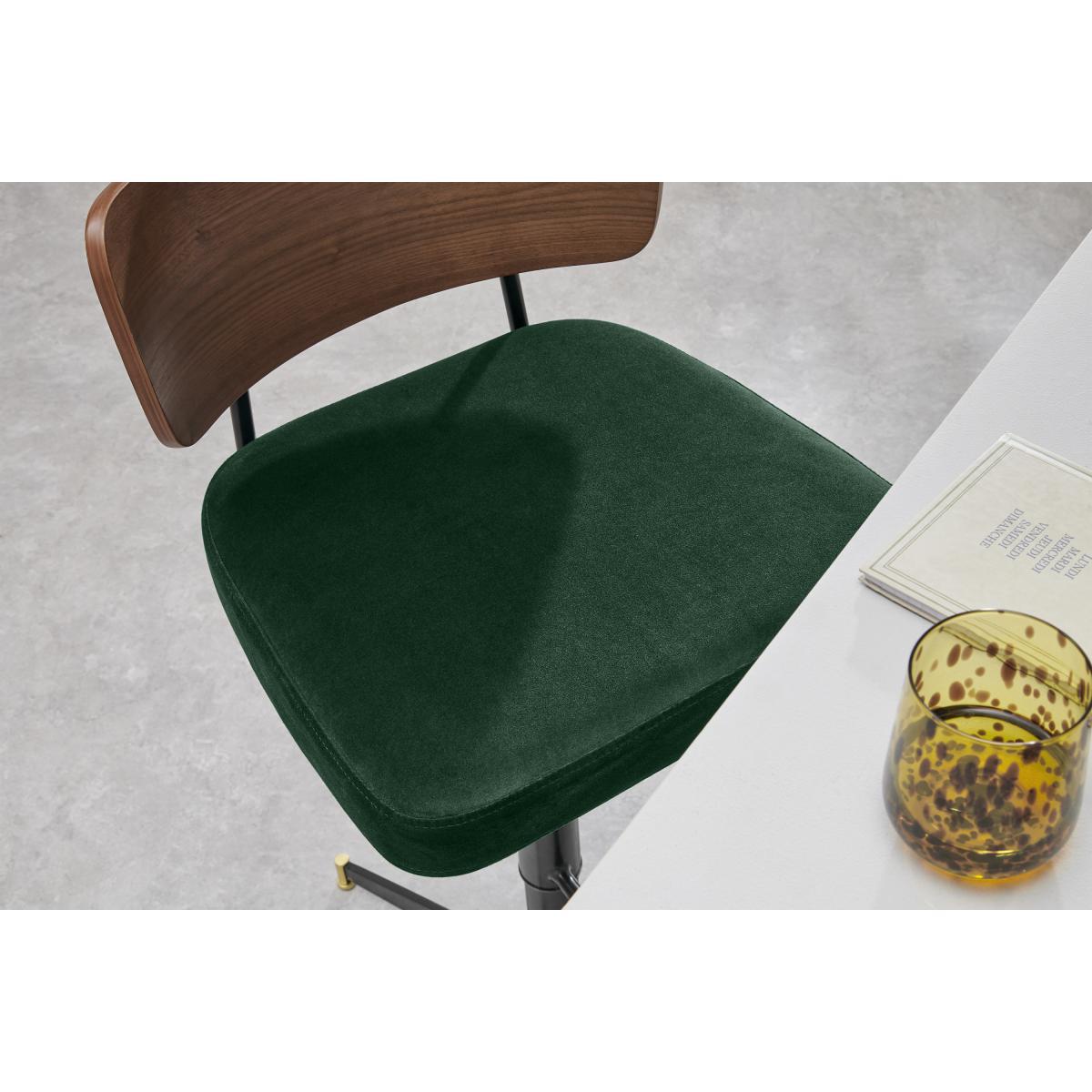Amalyn Adjustable Bar Stool, Moss Green Velvet & Walnut – image 5