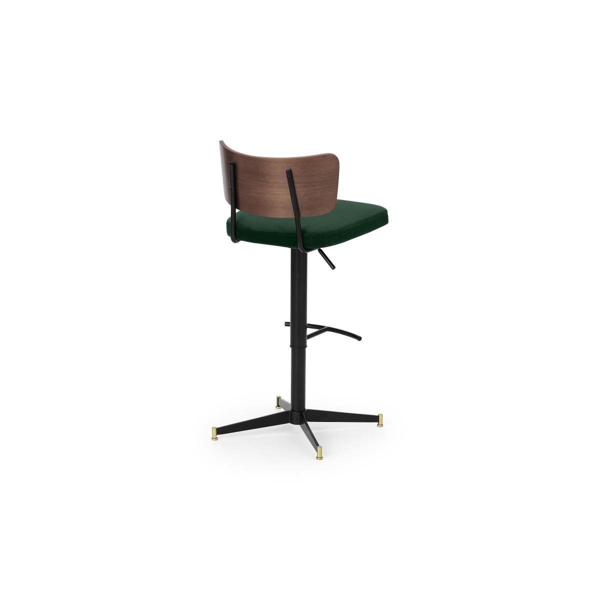 Amalyn Adjustable Bar Stool, Moss Green Velvet & Walnut – image 6