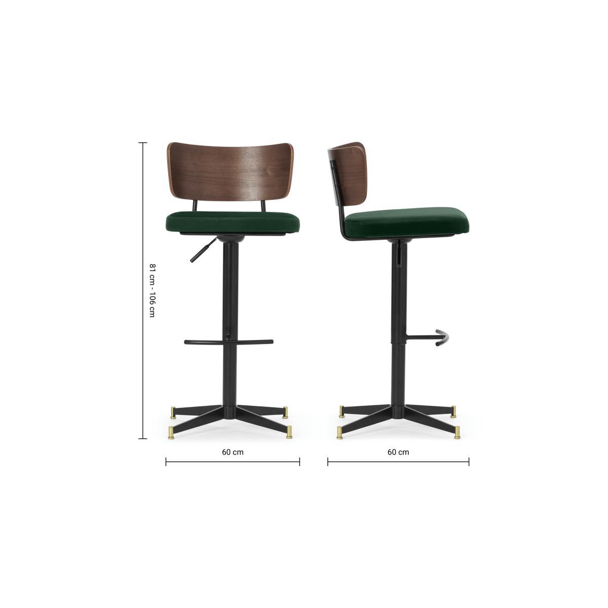 Amalyn Adjustable Bar Stool, Moss Green Velvet & Walnut – image 8