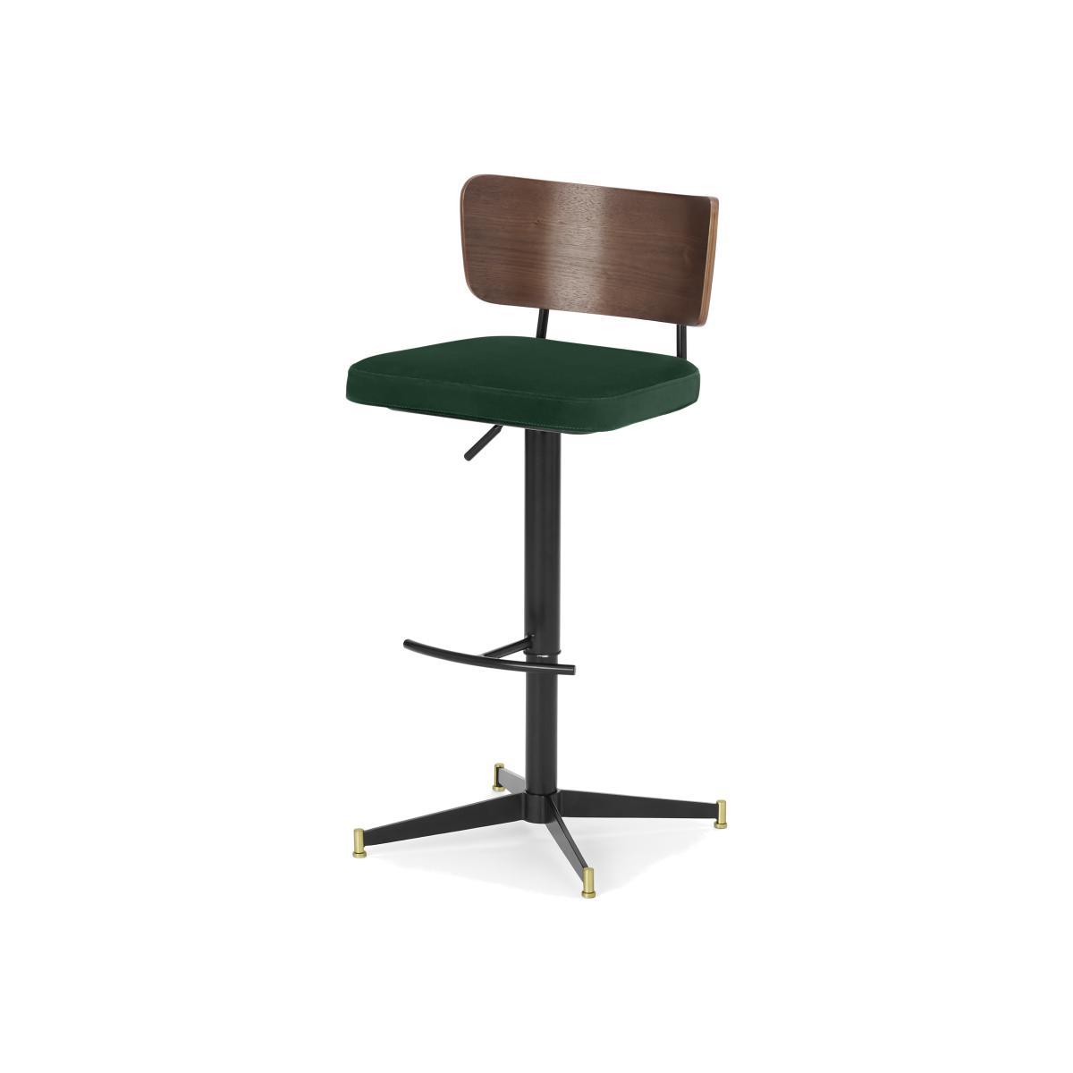 Amalyn Adjustable Bar Stool, Moss Green Velvet & Walnut – image 1