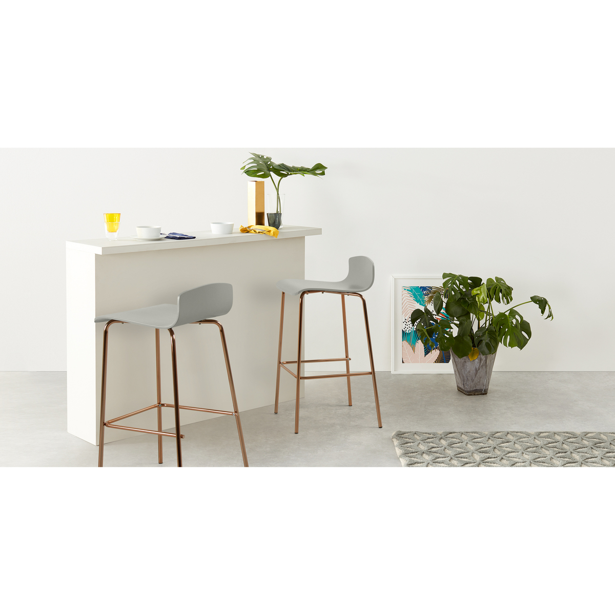 Set of 2 Syrus Barstools, Grey and Copper – image 3