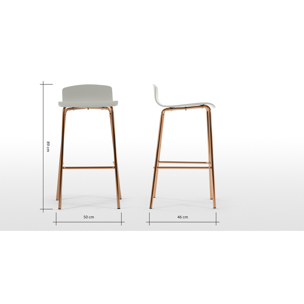 Set of 2 Syrus Barstools, Grey and Copper – image 7