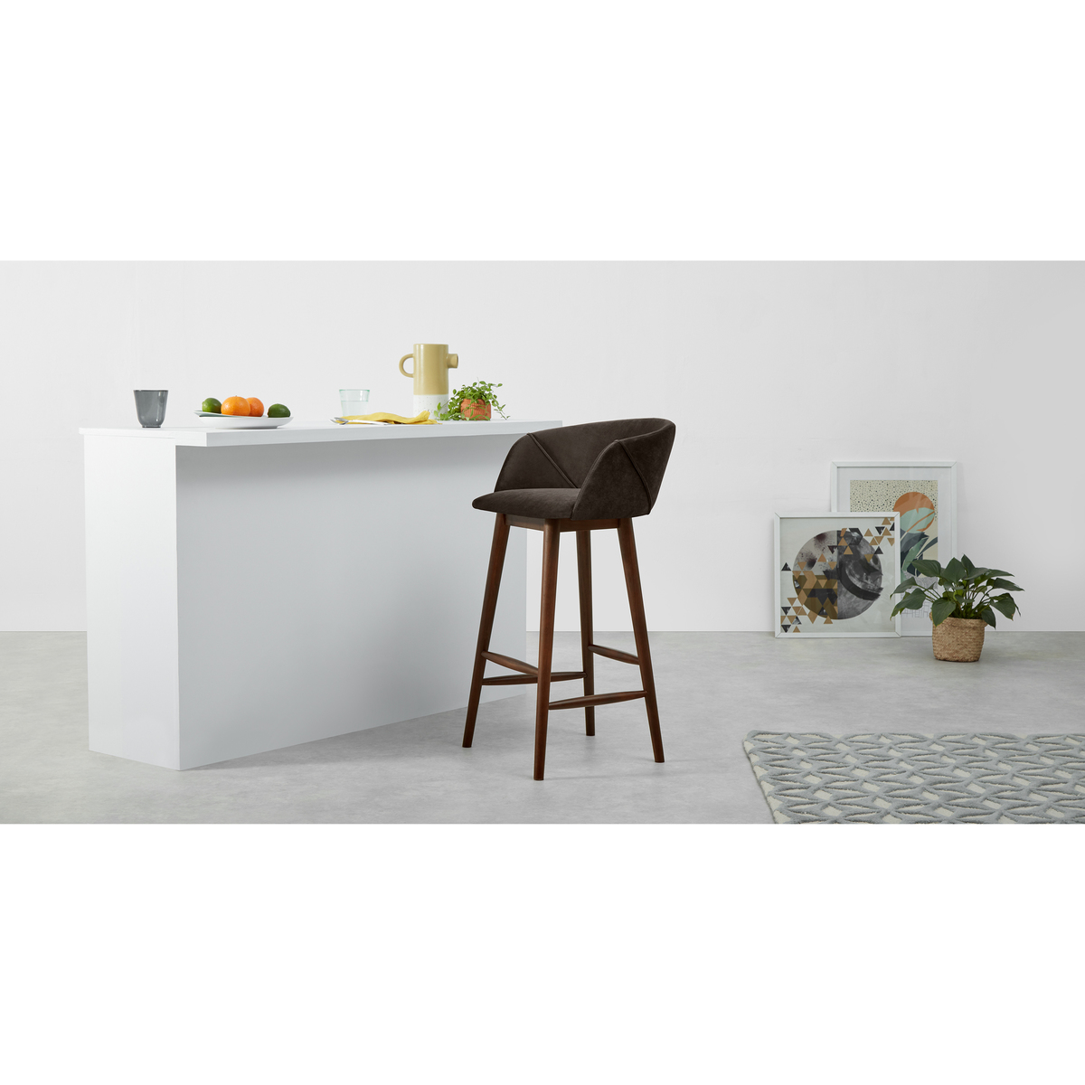 Lule Barstool, Otter Grey Velvet – image 2
