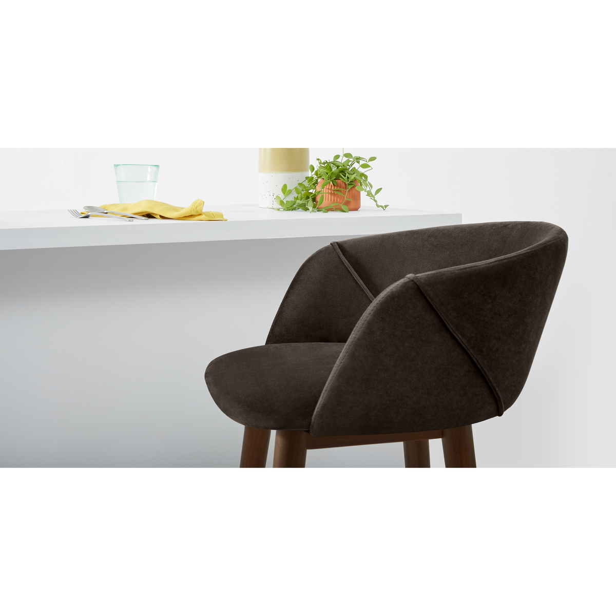 Lule Barstool, Otter Grey Velvet – image 3