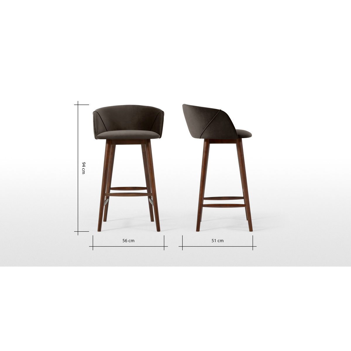 Lule Barstool, Otter Grey Velvet – image 6