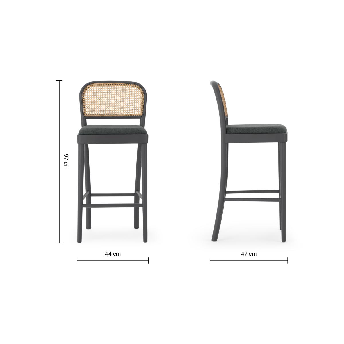 Raleigh Counter Height Bar Stool, Charcoal & Rattan – image 3