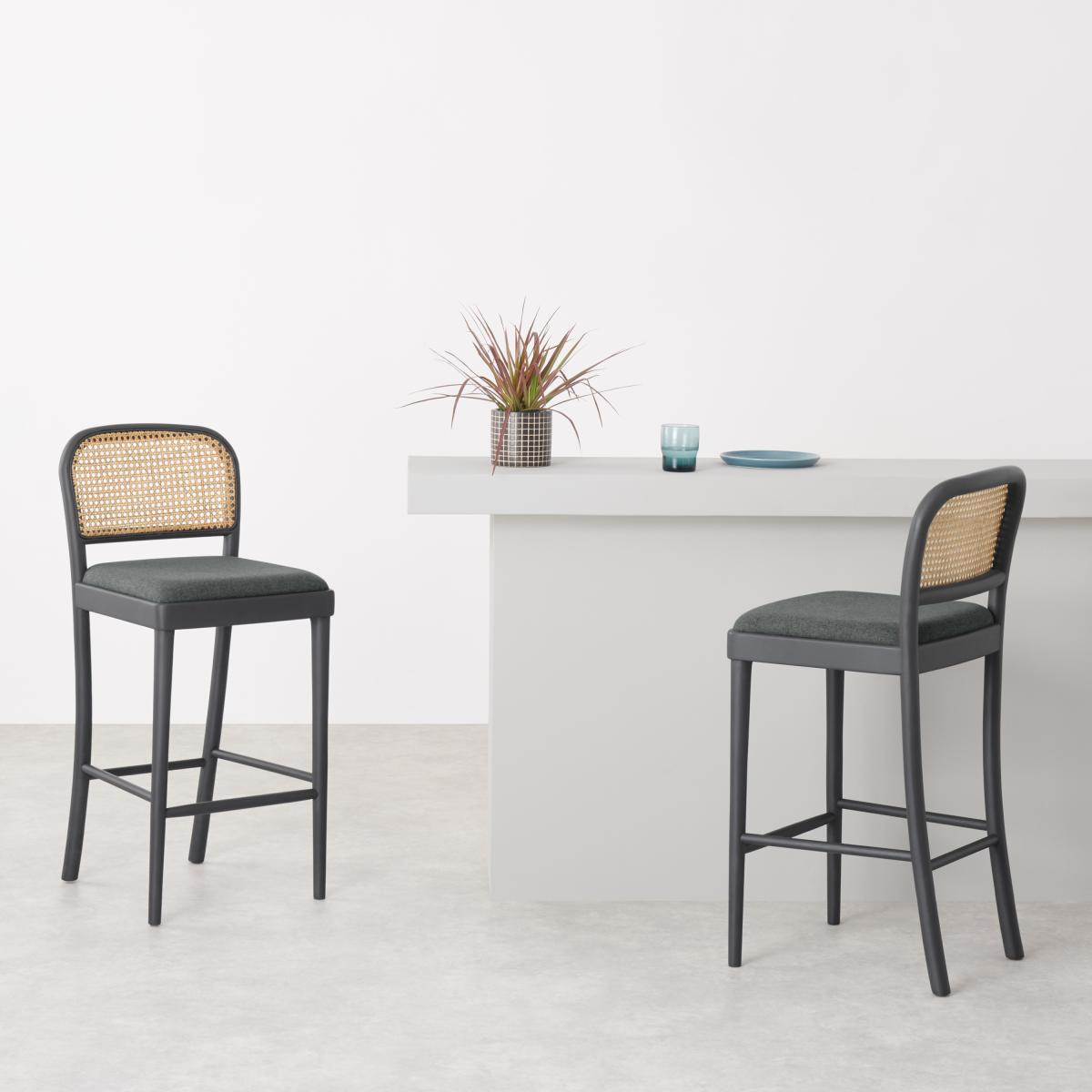 Raleigh Counter Height Bar Stool, Charcoal & Rattan – image 4