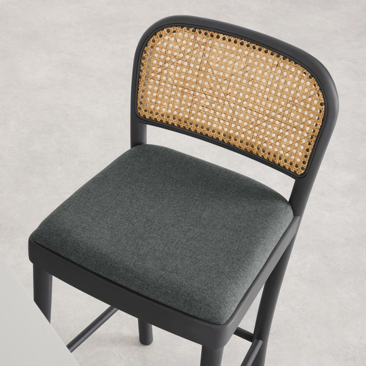 Raleigh Counter Height Bar Stool, Charcoal & Rattan – image 5