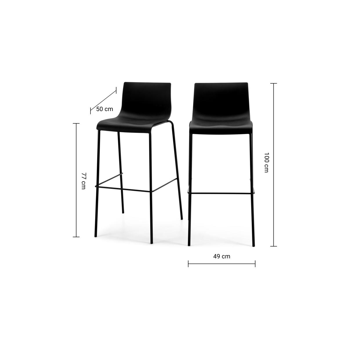 Set of 2 Piloti Bar Stools, Black – image 2