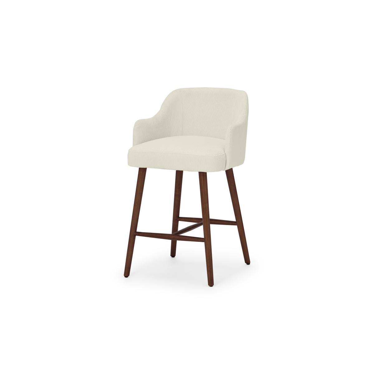 Swinton Counter Height Bar Stool, Ecru Corduroy Velvet with Walnut Stain Legs – image 3
