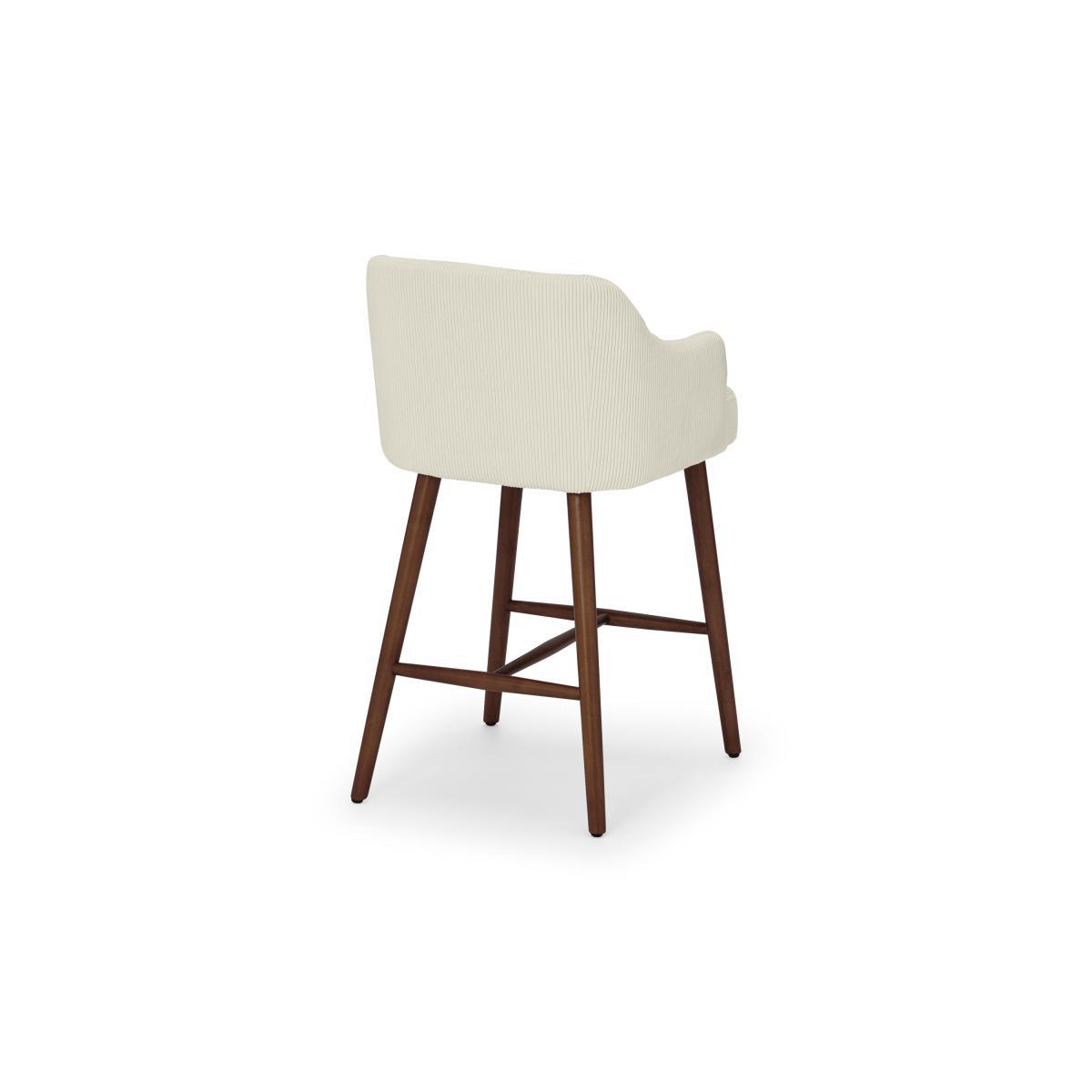 Swinton Counter Height Bar Stool, Ecru Corduroy Velvet with Walnut Stain Legs – image 6