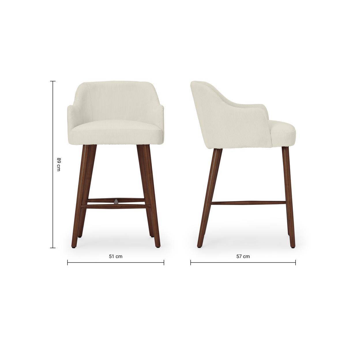 Swinton Counter Height Bar Stool, Ecru Corduroy Velvet with Walnut Stain Legs – image 8