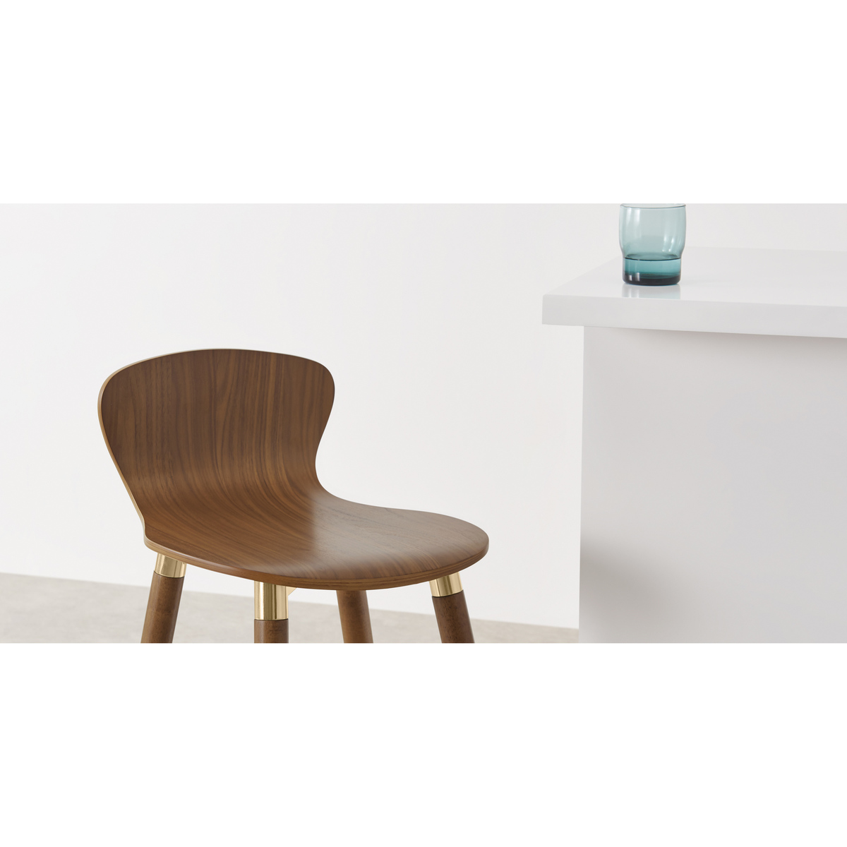 Set of 2 Edelweiss Bar Stools, Walnut and Brass – image 4