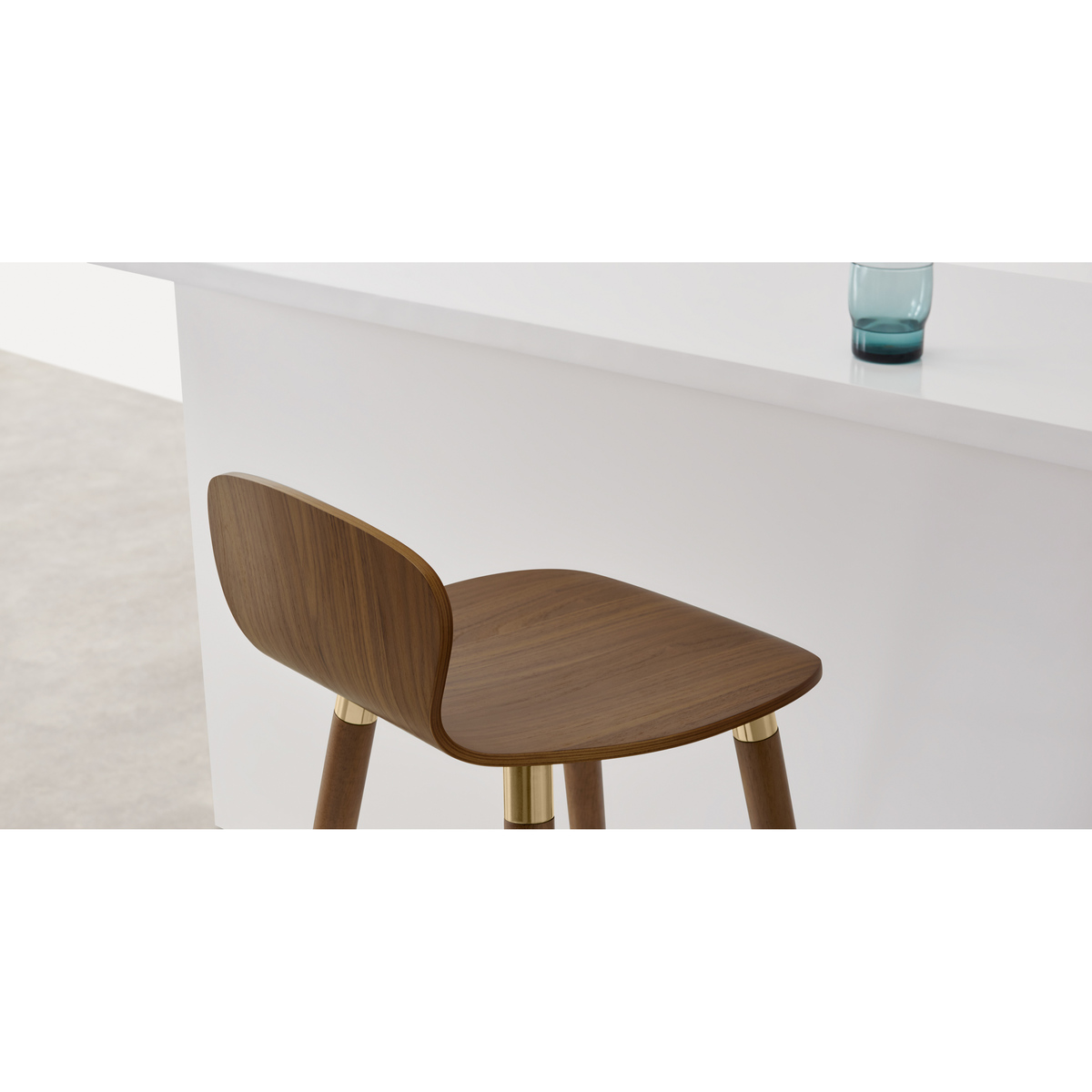 Set of 2 Edelweiss Bar Stools, Walnut and Brass – image 5