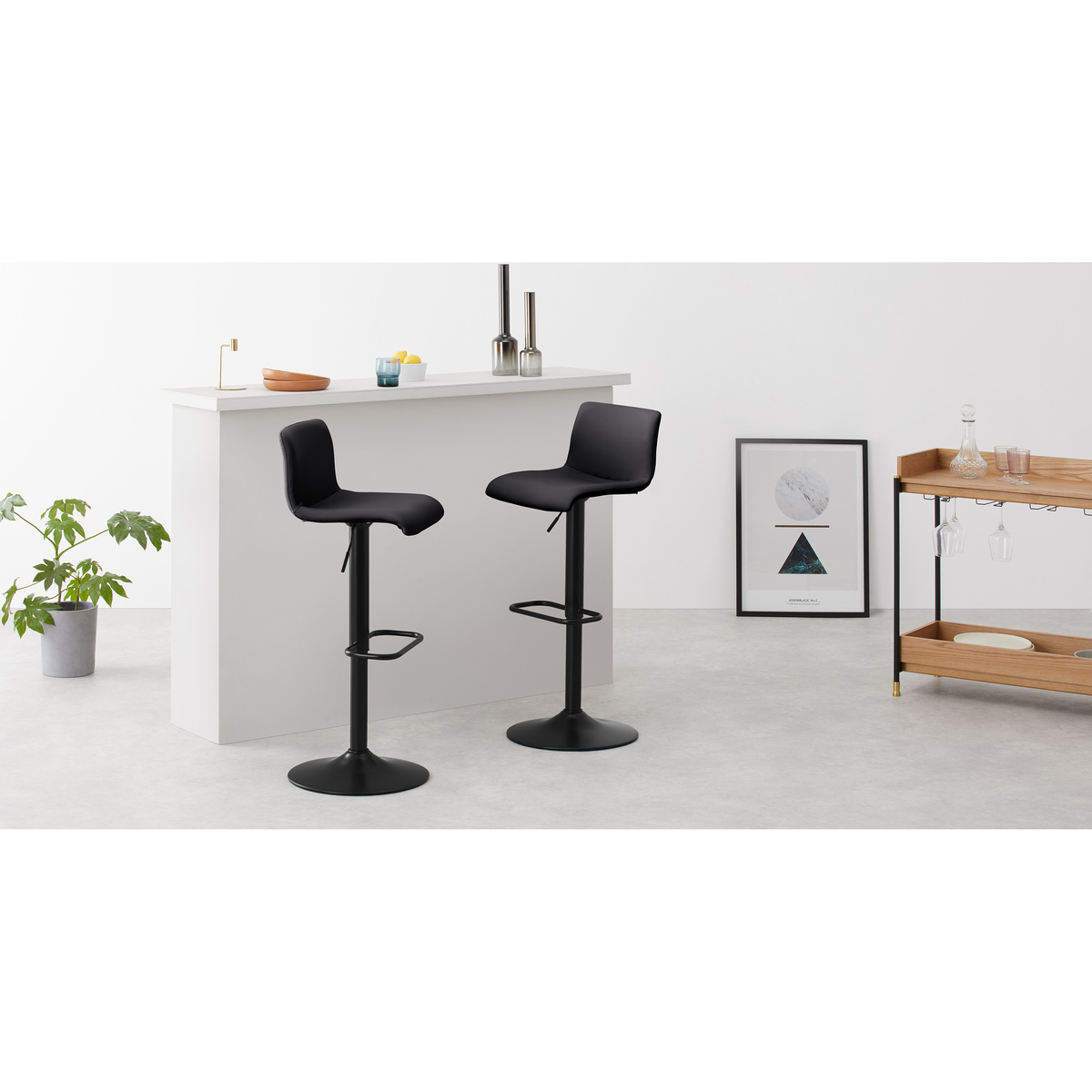 Set of 2 Sean Adjustable Bar Stools, Black – image 3