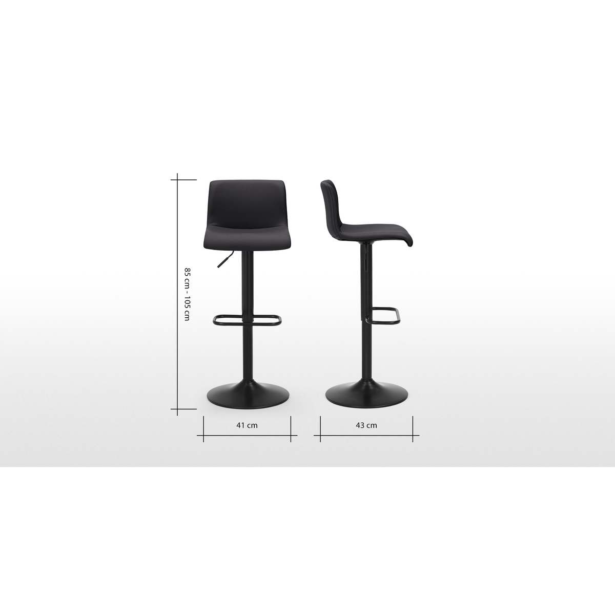 Set of 2 Sean Adjustable Bar Stools, Black – image 7