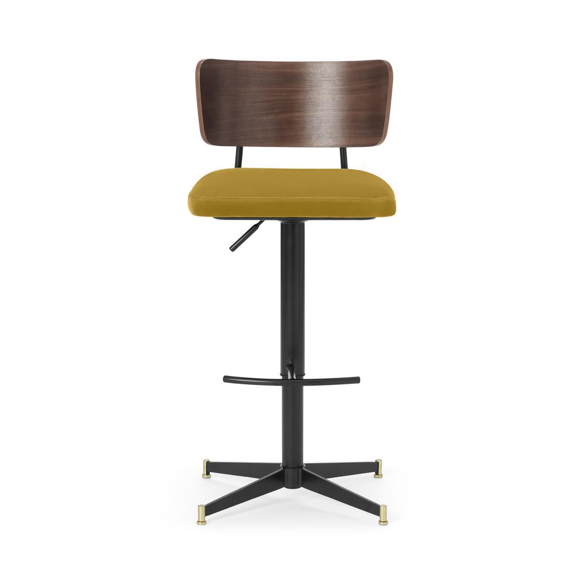 Amalyn Adjustable Bar Stool, Antique Velvet & Walnut – image 2
