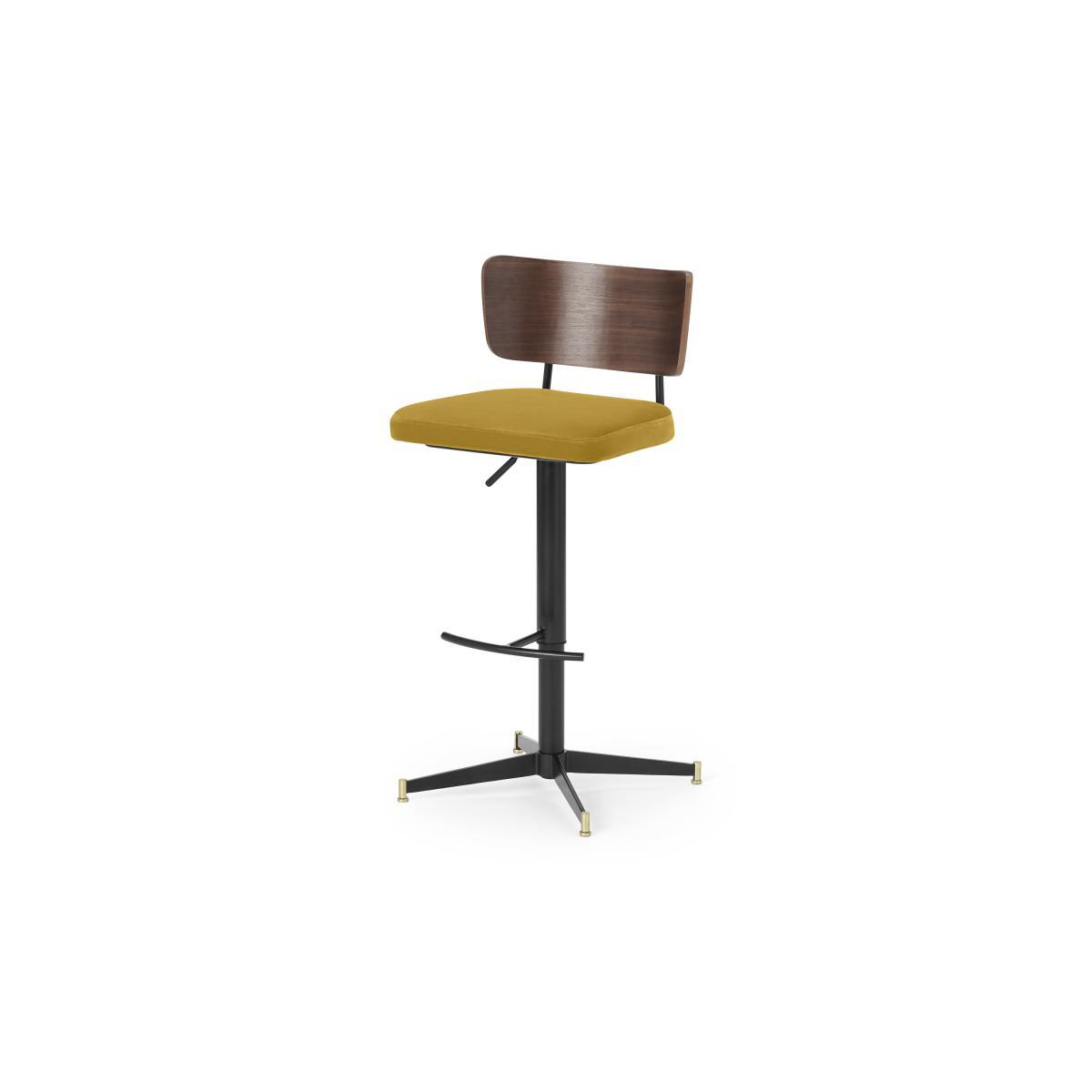 Amalyn Adjustable Bar Stool, Antique Velvet & Walnut – image 3