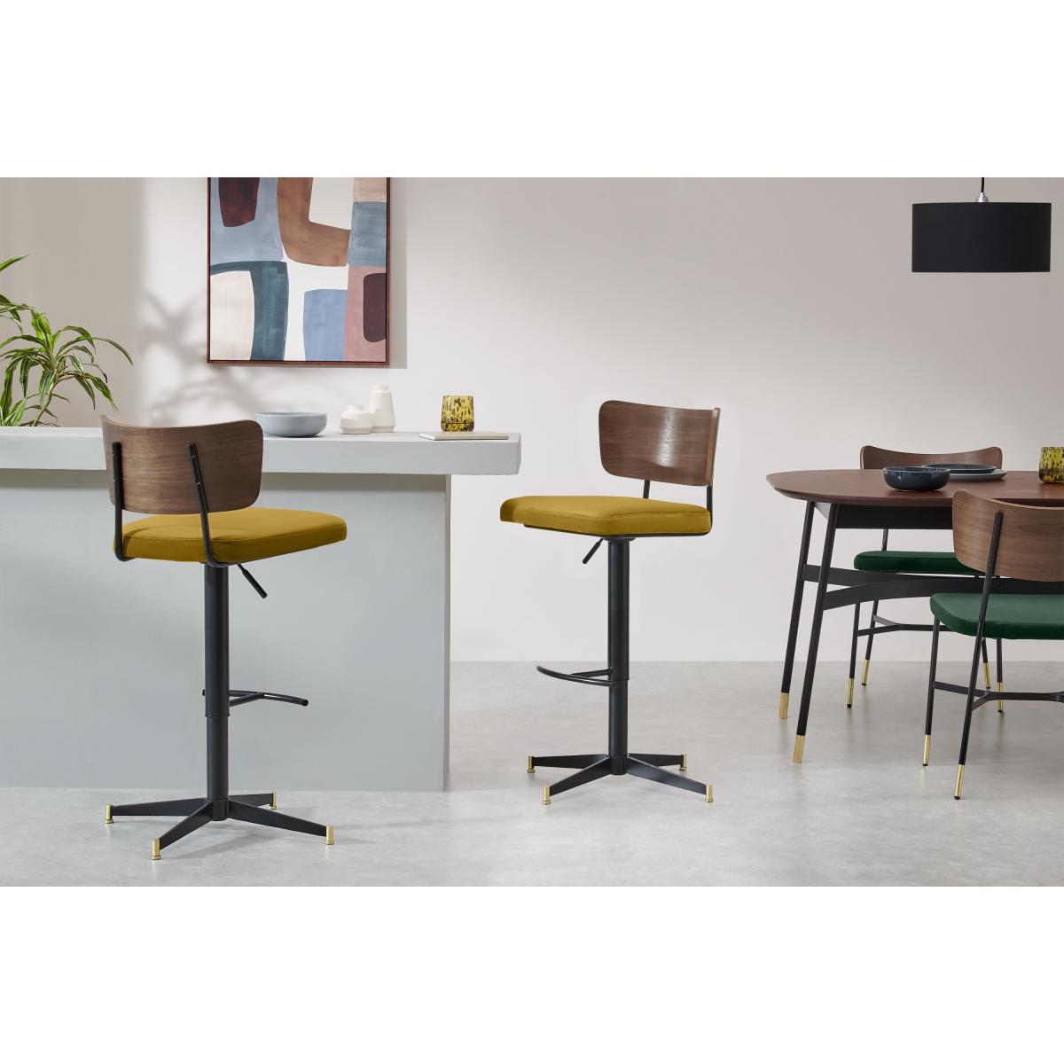 Amalyn Adjustable Bar Stool, Antique Velvet & Walnut – image 4