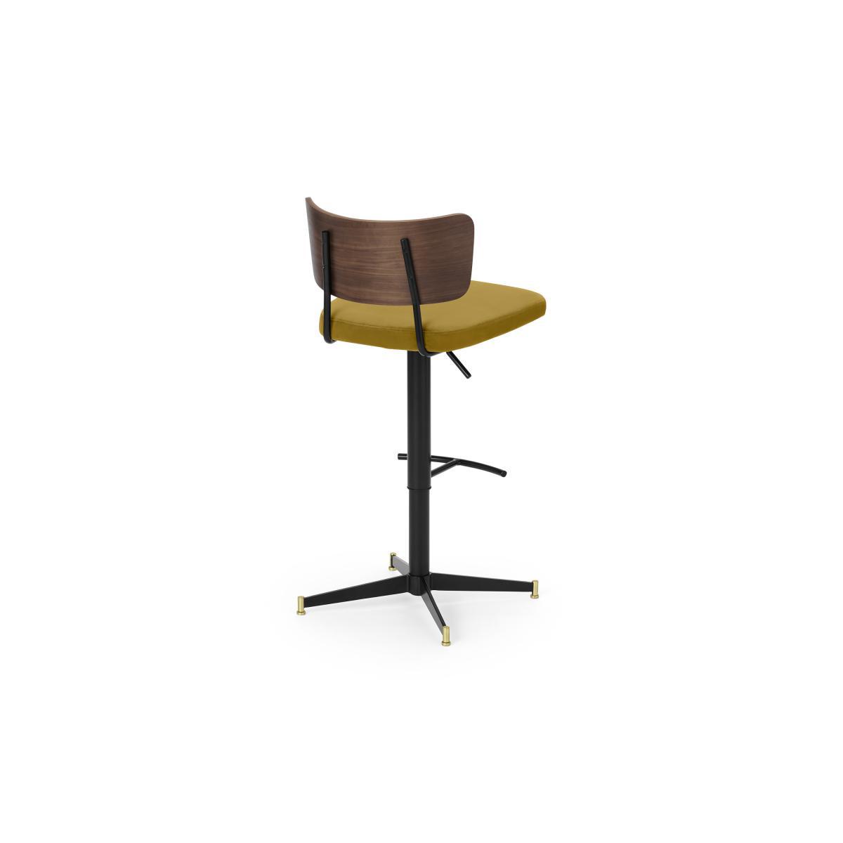 Amalyn Adjustable Bar Stool, Antique Velvet & Walnut – image 6