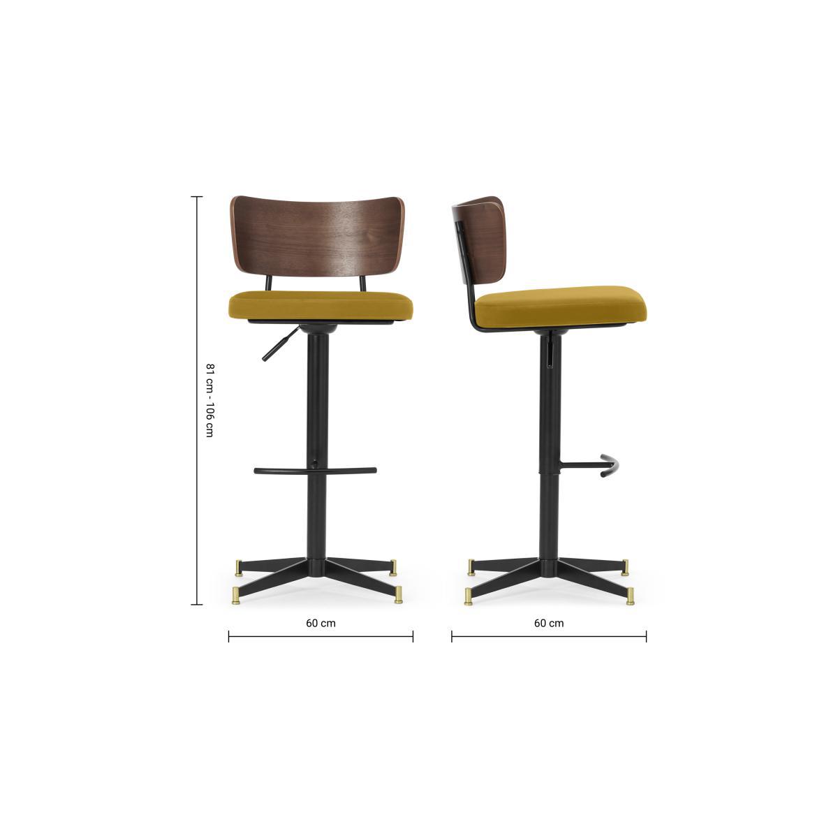 Amalyn Adjustable Bar Stool, Antique Velvet & Walnut – image 8
