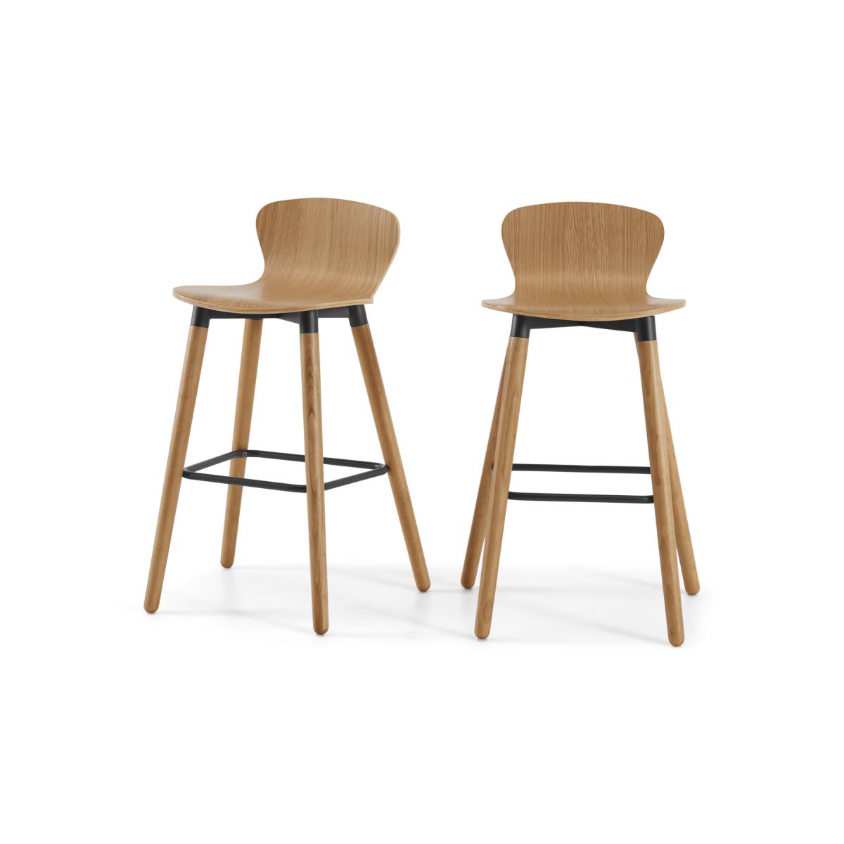 Set of 2 Edelweiss Bar Stools, Oak and Black – image 2