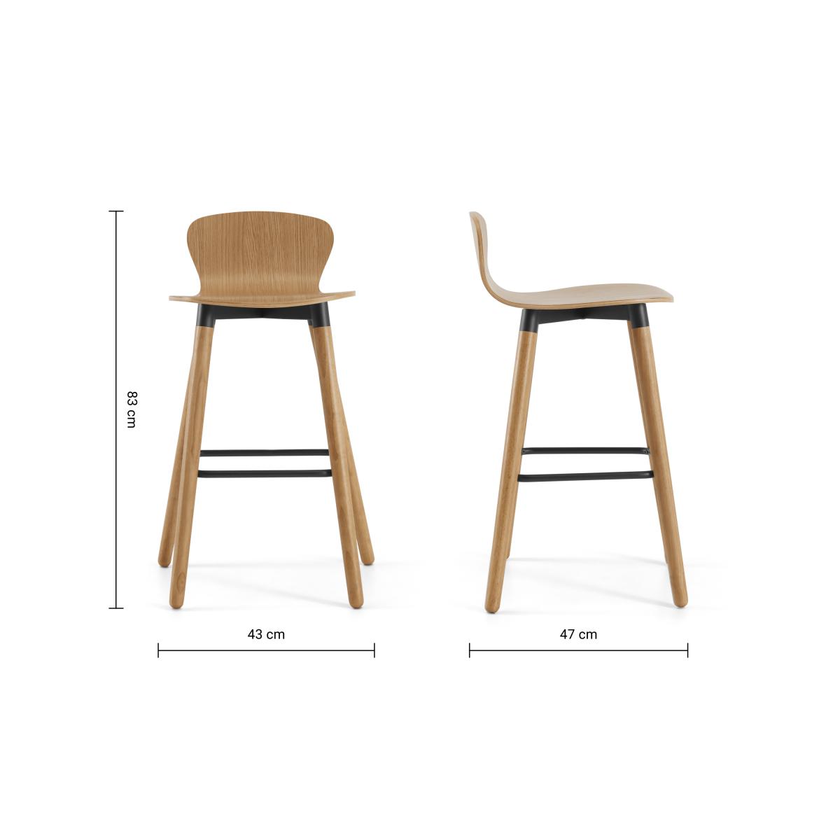Set of 2 Edelweiss Bar Stools, Oak and Black – image 8