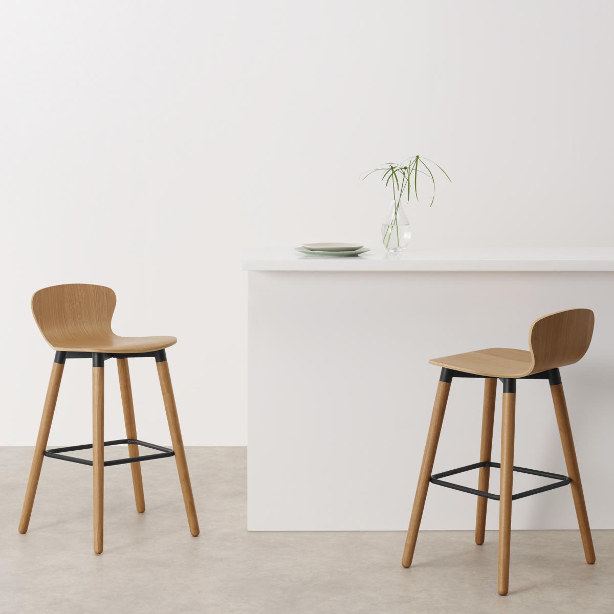 Set of 2 Edelweiss Bar Stools, Oak and Black – image 9