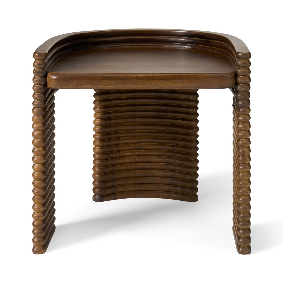 Kalaspel Textured Stool, Dark Mango Wood – image 2