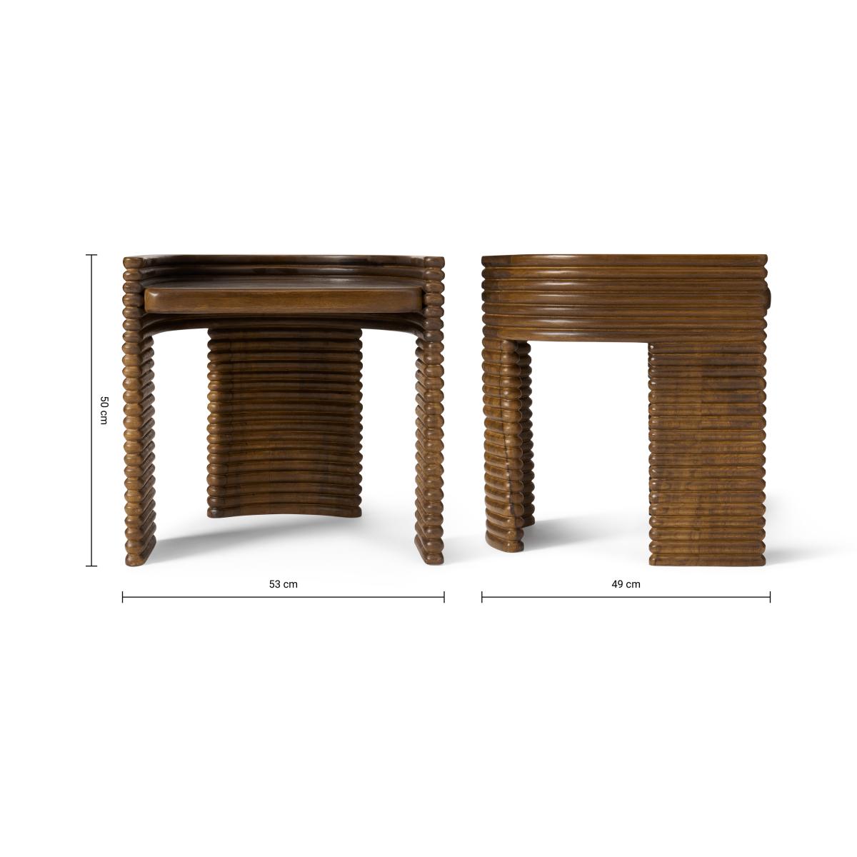 Kalaspel Textured Stool, Dark Mango Wood – image 3