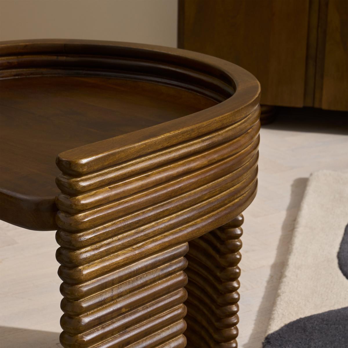 Kalaspel Textured Stool, Dark Mango Wood – image 5